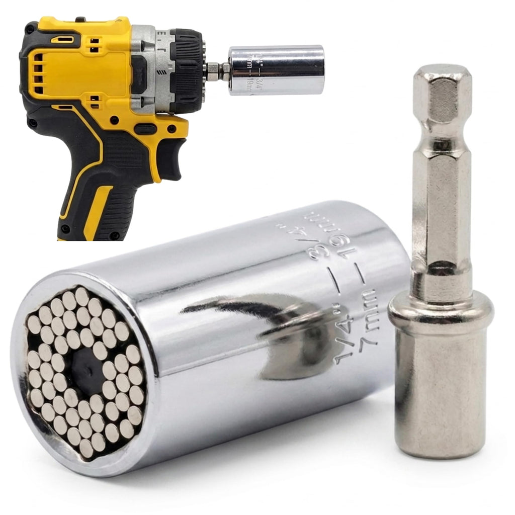 SSI Universal Socket Wrench with Power Drill Adapter - Fits Standard 1/4''