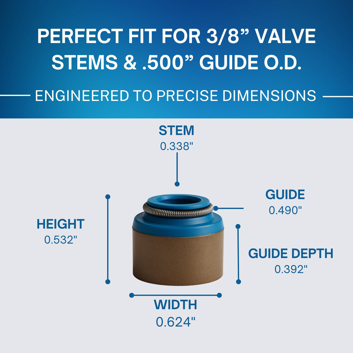 SSI 16pcs, Rubber Positive Valve Stem Seal - 3/8" Valve Stem and a .500"
