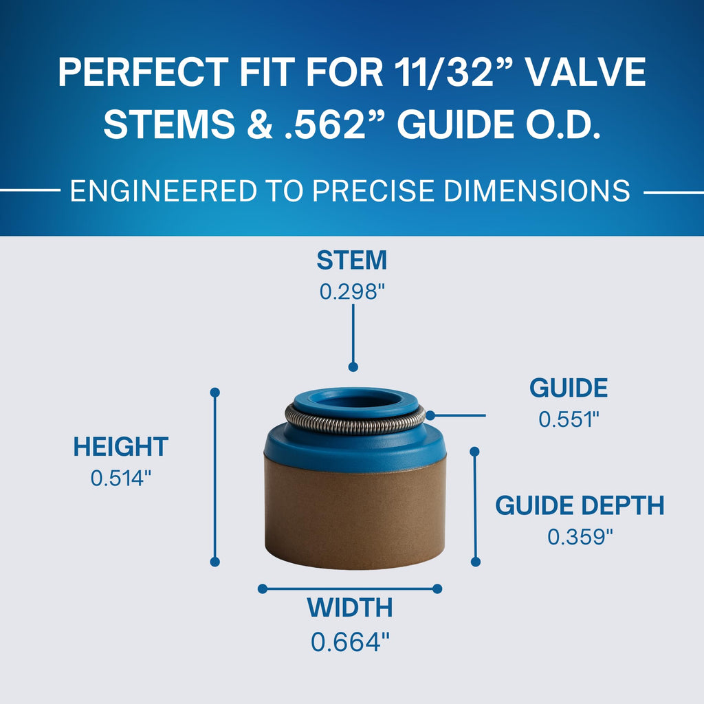 SSI 16pcs, Rubber Positive Valve Stem Seal - 11/32" Valve Stem and a .562"
