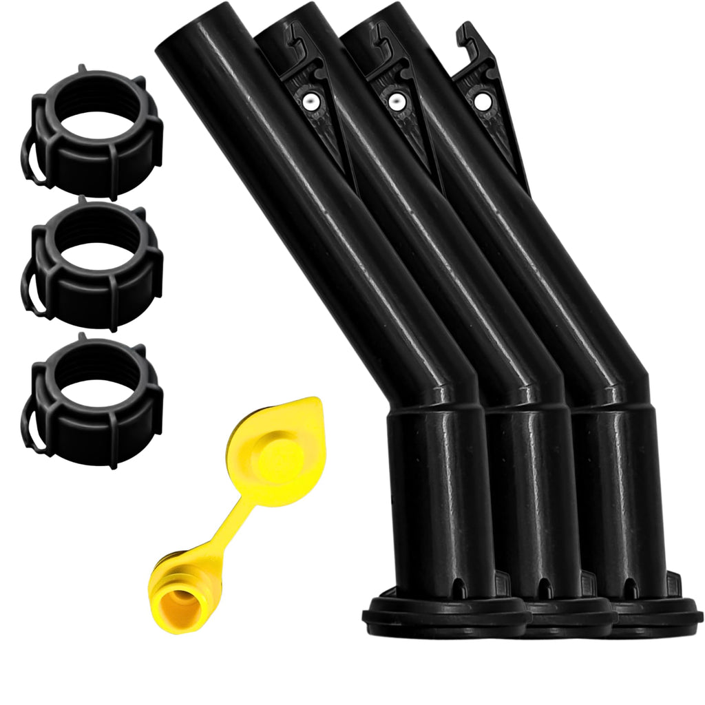 Mr. Yellow Cap 3 - Fuel Gas Can Jug Spouts Nozzles, Rings & 1 Vent for