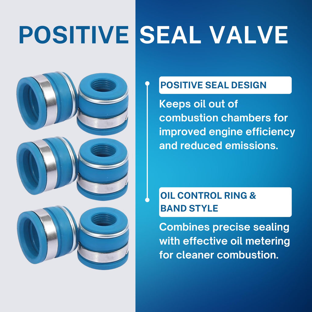 Street Sport Industries 16pcs Rubber Positive Valve Stem Seal - Fits an 11/32" Valve Stem and a .500" Guide O.D., Valve 