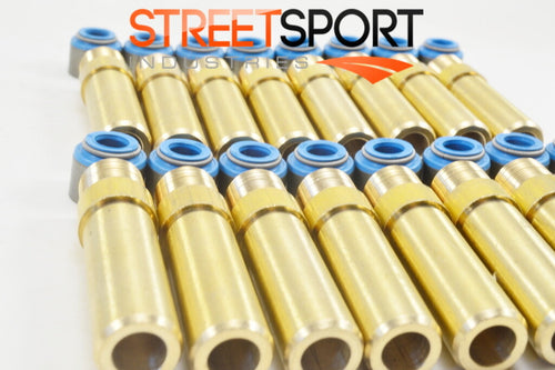 GM LS Engine Manganese Bronze Valve Guides + FKM Valve Seals - 16 ea. - Gen IV