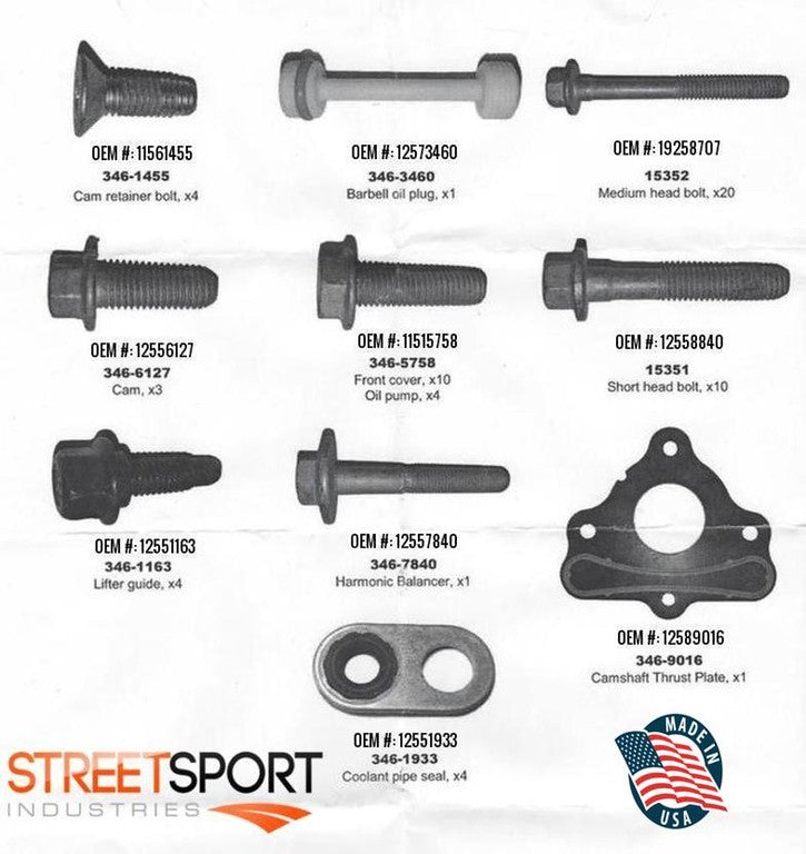 GM LS Engine 4.8 5.3 5.7 6.0 6.2 7.0 Cam Change Bolt Kit - 62 Pc - STR 346-9002